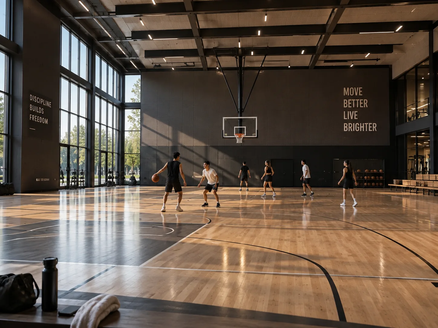 Salle de sport d'un club avec un entraînement collectif en cours